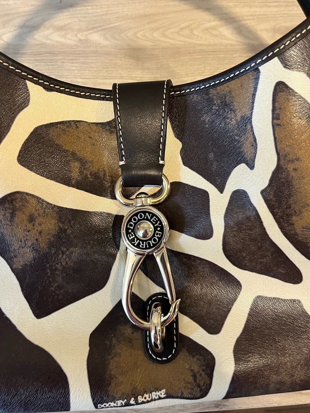 Dooney & Bourke Brown and Cream Giraffe-Print Shoulder Bag - Picture 2 of 9
